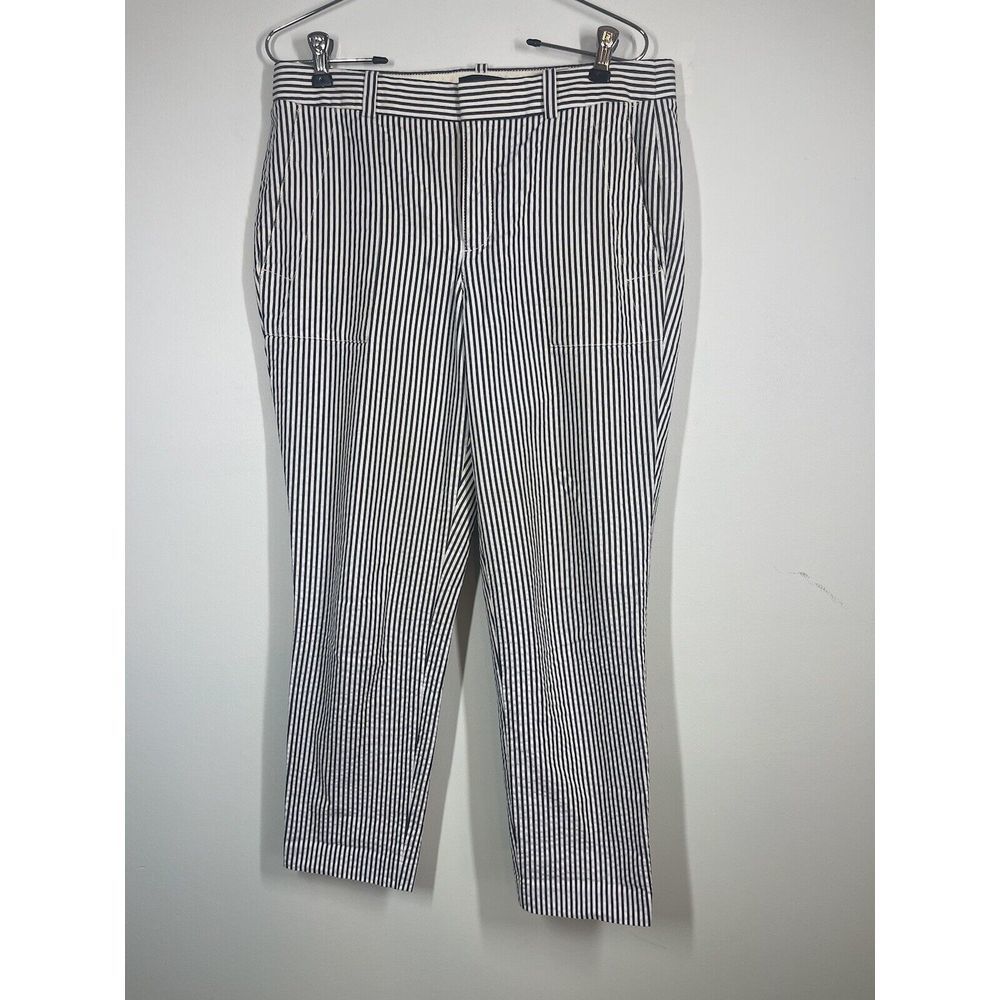 J. Crew Women’s Seersucker Ankle Pants‎ Black And White Size 6 Classic Preppy
